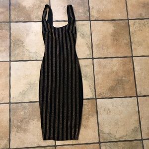 Fitted glitter black and gold dress